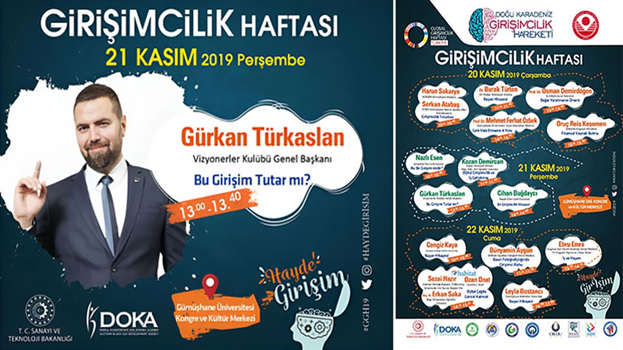 Gürkan Türkaslan Gümüşhane Üniversitesi'nde Girişimcilik Haftası Etkinliklerine Konuşmacı Olarak Katıldı.